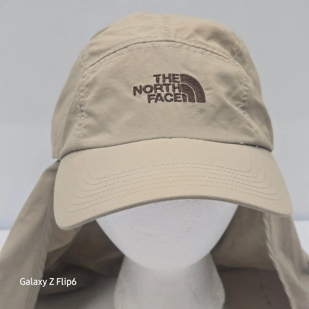 The North Face Sun Shield Cap Khaki Tan UPF 30 Removable Neck Flap Hiking Hat